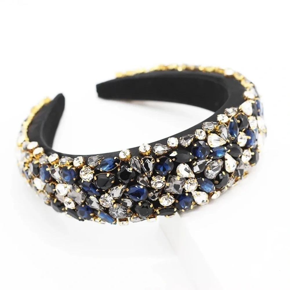 KATE Baroque Crystal Headband BLUE GOLD - Picture 2 of 4